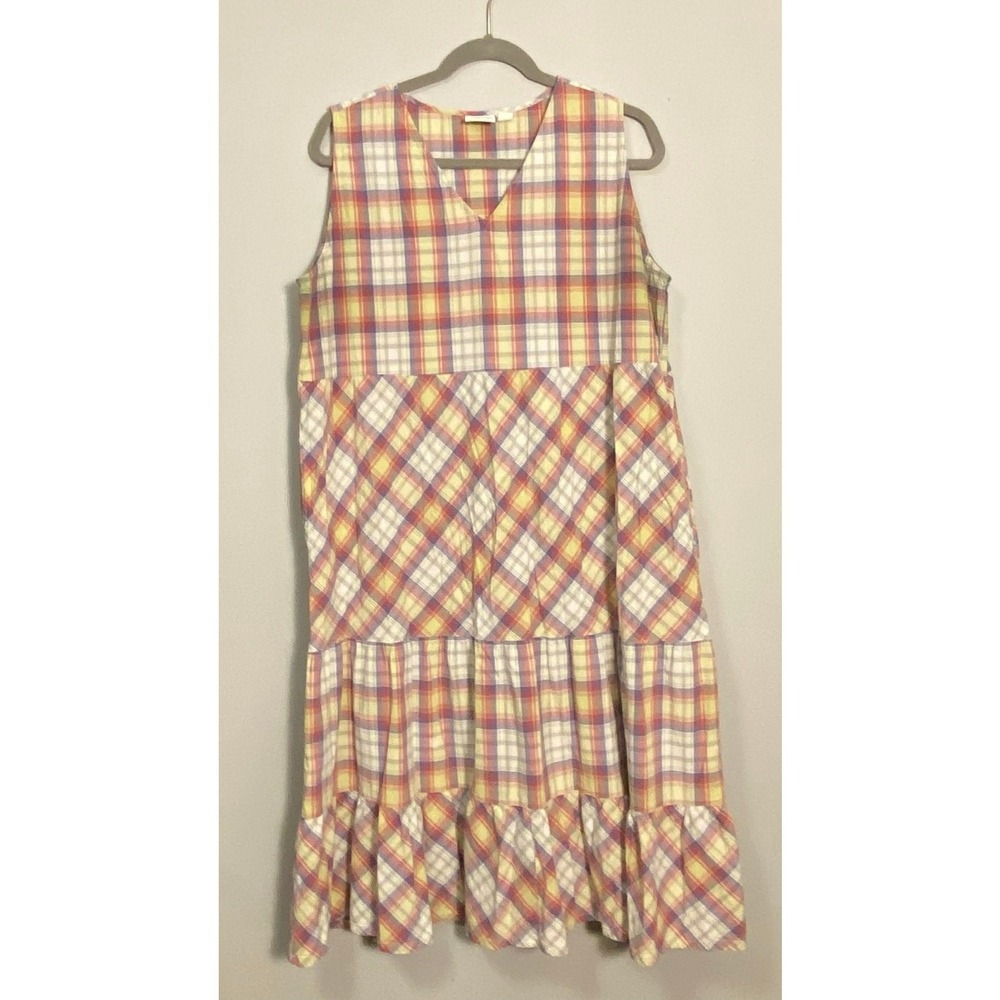 Vermont Country Store Women Size 1X Tiered Cottagecore Midi Teacher Dress Jumper